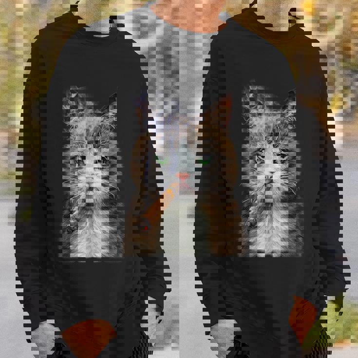 煙草を吸うネコ 猫 たばこ ねこ スウェットシャツ 彼への贈り物