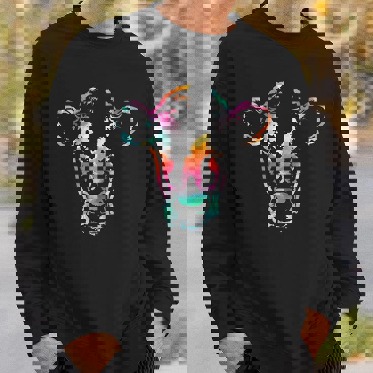 牛のアートヘッドギフト水彩画 スウェットシャツ 彼への贈り物