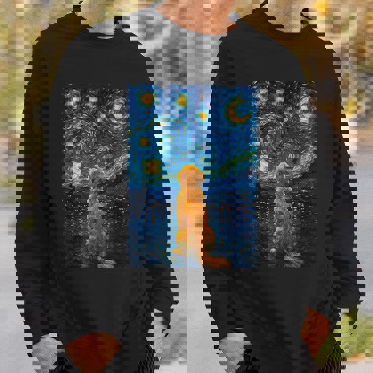 犬 天体観測 ゴッホ 夜空 ゴールデンレトリバー ラブラドール スウェットシャツ 彼への贈り物