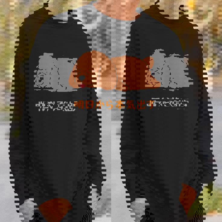 犬 おもしろ 明日から本気出す 可愛い プードル トイプードル かわいい イヌ スウェットシャツ 彼への贈り物