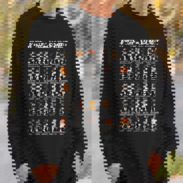 犬の種類 アルファベットa-Z Abc 犬の識別 スウェットシャツ 彼への贈り物