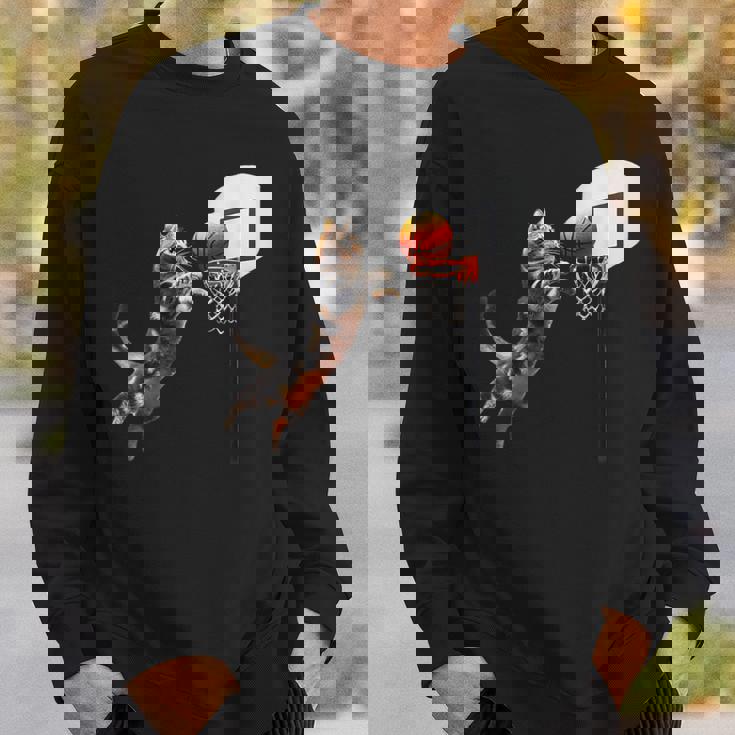 猫 ネコ バスケ 面白いtシャツ 文字入り メンズ おもしろ 面白い 服 おもしろグッズ ネタ 浮世絵 スウェットシャツ 彼への贈り物