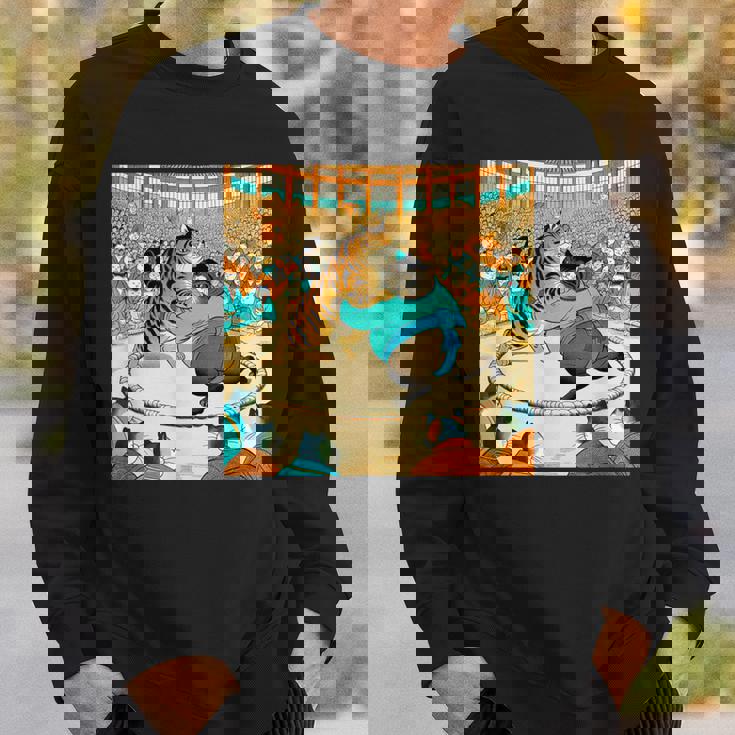 猫 ネコ 相撲 面白いtシャツ 文字入り メンズ おもしろ 面白い 服 おもしろグッズ ネタ 力士 浮世絵 スウェットシャツ 彼への贈り物