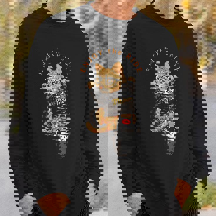 猫 おもしろ バイク オートバイ ねこ ライダース バイカー 面白い ネコ スウェットシャツ 彼への贈り物