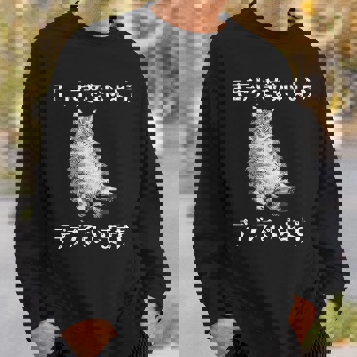 猫 モテるデブ 面白いtシャツ 文字入り メンズ おもしろ 面白い 服 オリジナル おもしろグッズ 文字 スウェットシャツ 彼への贈り物
