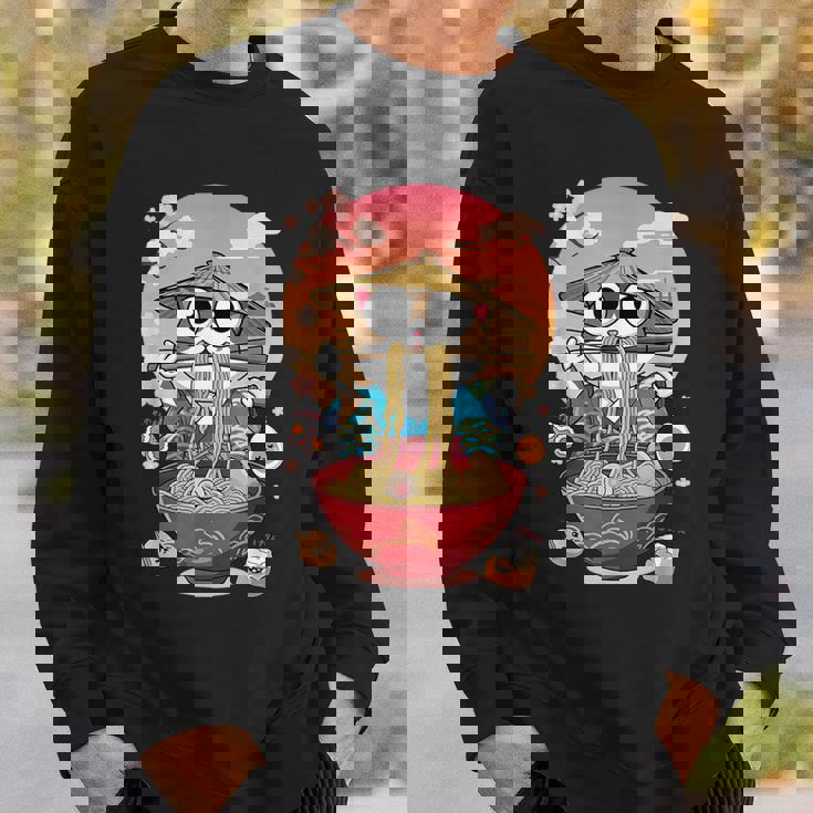 猫 ラーメン 日本語 面白い グラフィック カワイイ 猫 アニメ 恋人 スウェットシャツ 彼への贈り物