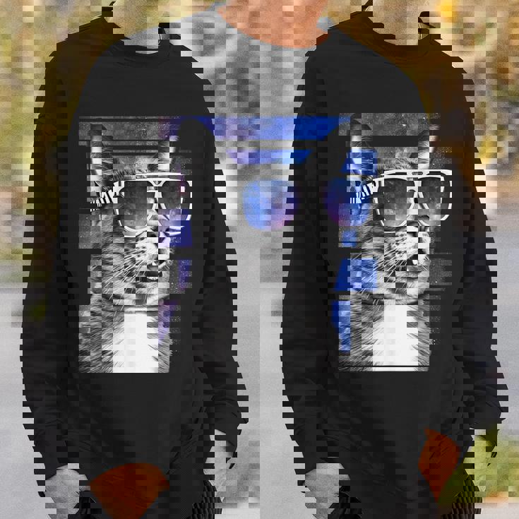 猫 宇宙 メガネ ギャラクシー サングラス おもしろい 猫 ミーム スウェットシャツ 彼への贈り物