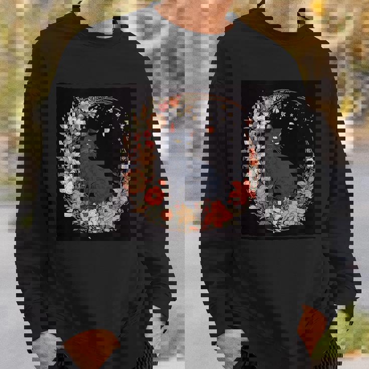 猫 月 花柄 グラフィック スウェットシャツ 彼への贈り物