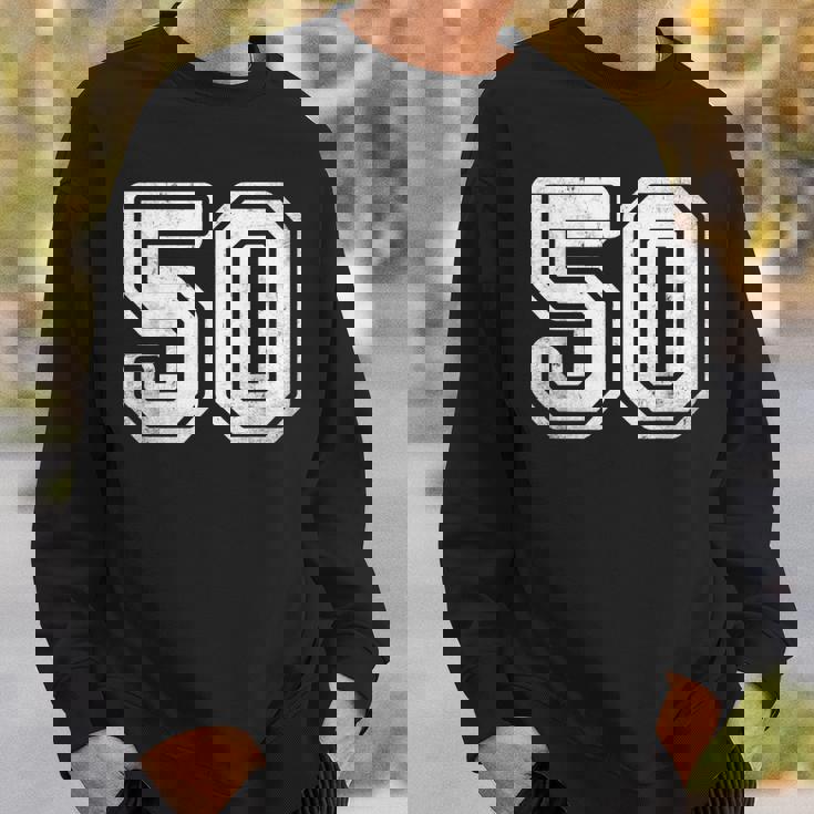 番号 50 ホワイト スポーツ ディストレスト番号 スウェットシャツ 彼への贈り物