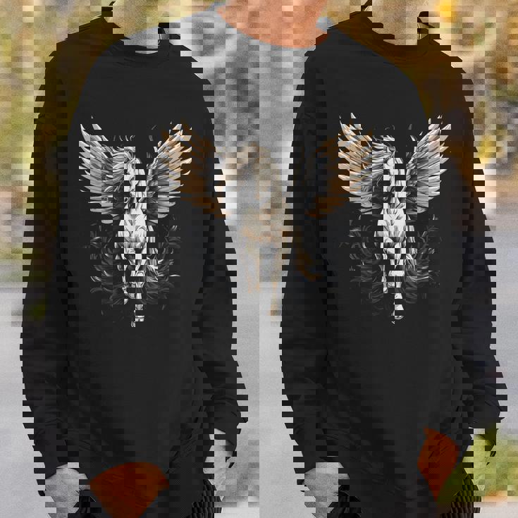 白いペガサス 大きな白い翼 面白いグラフィックtシャツ スウェットシャツ 彼への贈り物