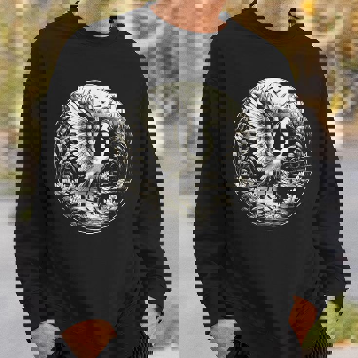 白鷺シーンのグラフィック アート デザイン スウェットシャツ 彼への贈り物