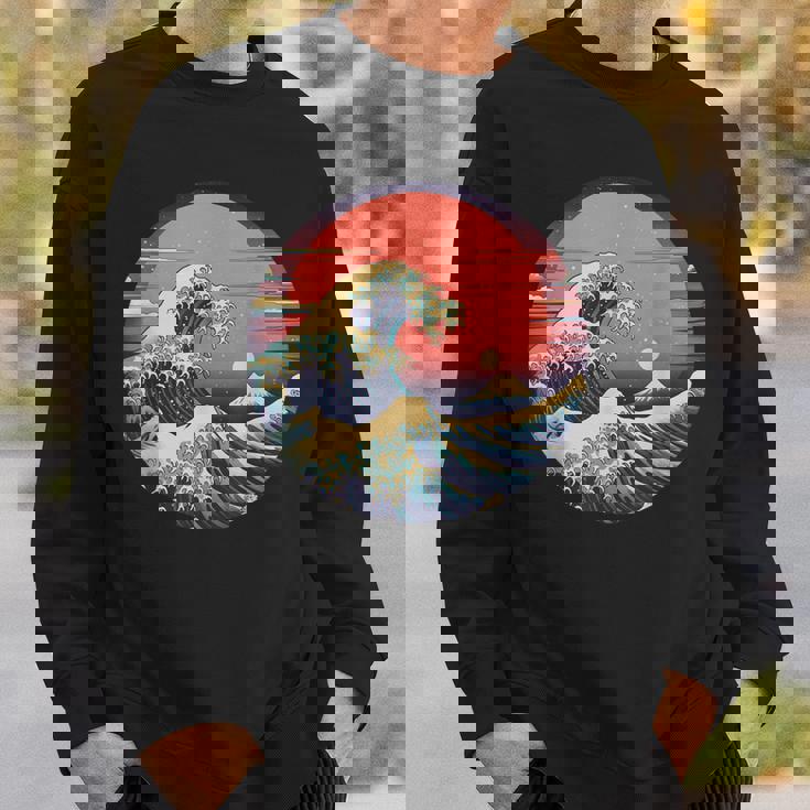 神奈川沖浪裏 葛飾北斎の 冨嶽三十六景 神奈川沖浪裏 富士山 レトロ ヴェイパーウェイヴ スウェットシャツ 彼への贈り物