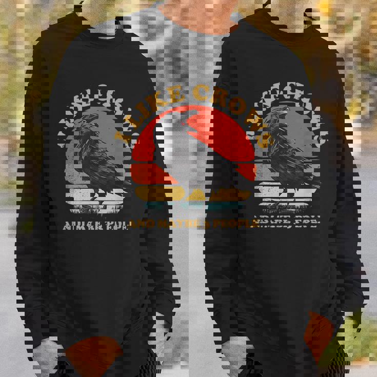 私はカラスと多分 3 人が好きです レトロ ビンテージ ブラック カラス スウェットシャツ 彼への贈り物