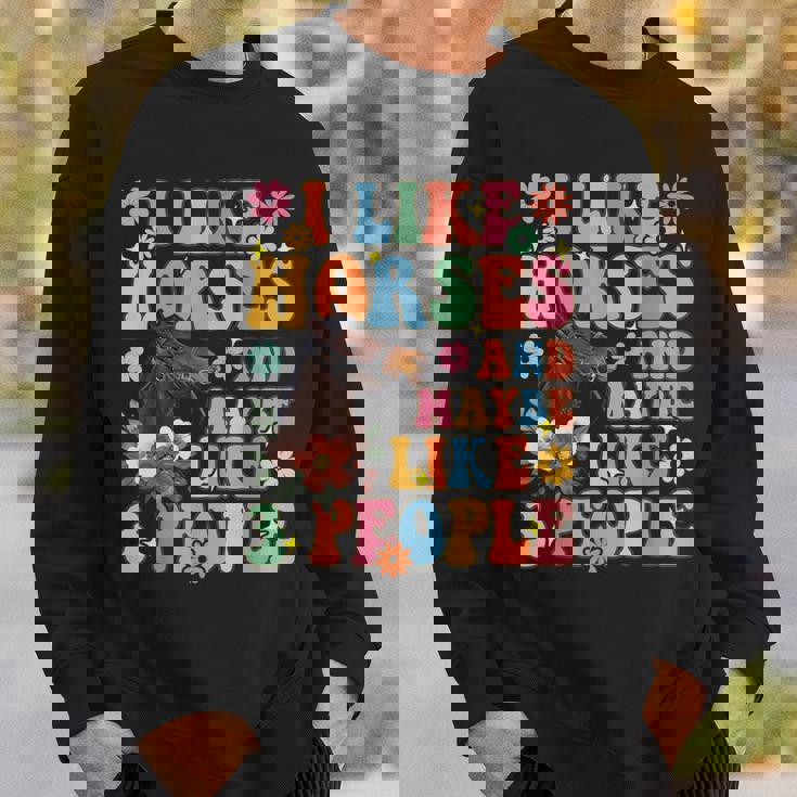 私は馬と3人が好きグルーヴィーな乗馬乗馬ライダー スウェットシャツ 彼への贈り物