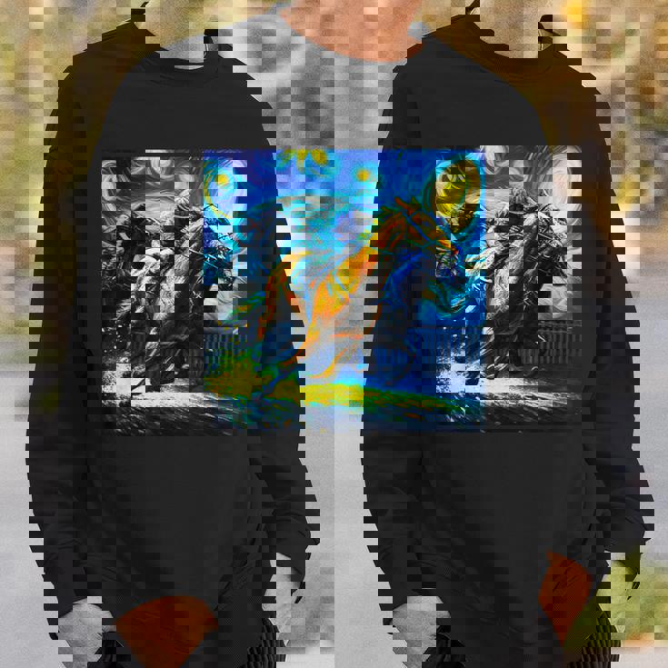 競馬 馬tシャツ おもしろ ウマ レース 馬 乗馬 競馬 面白いtシャツ メンズ グッズ ネタ 大人 男性 ゴッホ スウェットシャツ 彼への贈り物