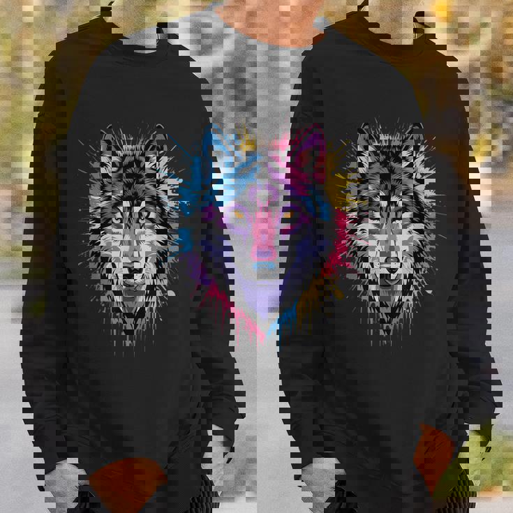 素晴らしいオオカミの頭の色彩。 スウェットシャツ 彼への贈り物