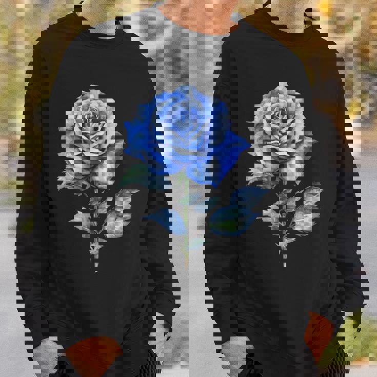 美しいブルーローズフローラルブルーフラワー スウェットシャツ 彼への贈り物