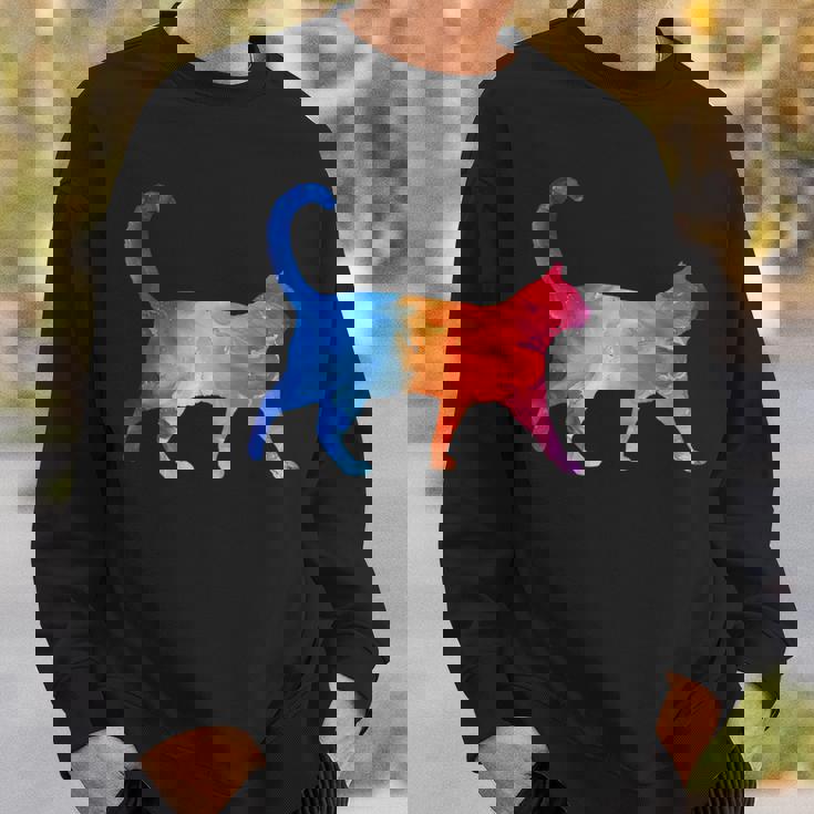 美的シルエット芸術的水彩猫 スウェットシャツ 彼への贈り物