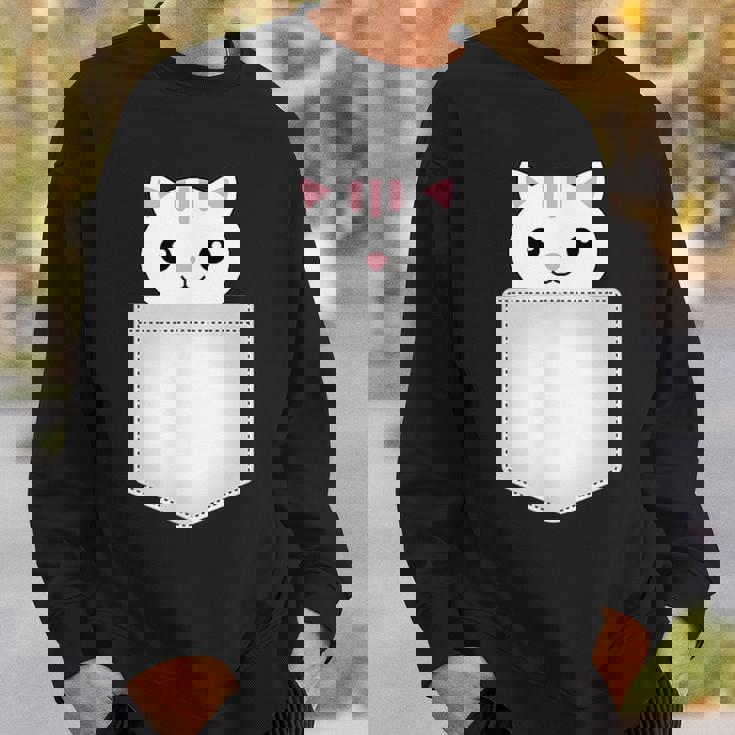 胸ポケットの猫 スウェットシャツ 彼への贈り物