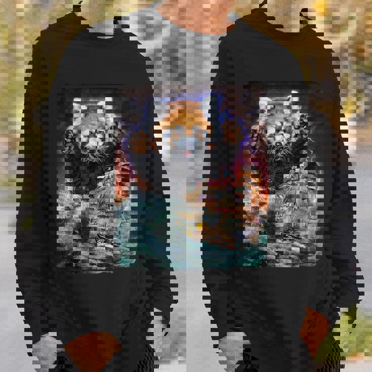 船を襲う レッサーパンダ 海 雷 嵐 スウェットシャツ 彼への贈り物