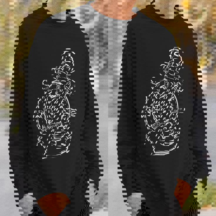 船員、スキッパー、船員のための帆船アンカーとボート。 スウェットシャツ 彼への贈り物