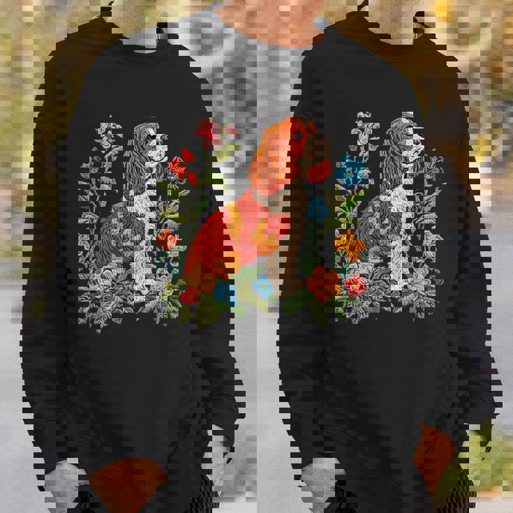 花柄 キャバリア王 チャールズ スパニエル キュート ママ 母の日 スウェットシャツ 彼への贈り物