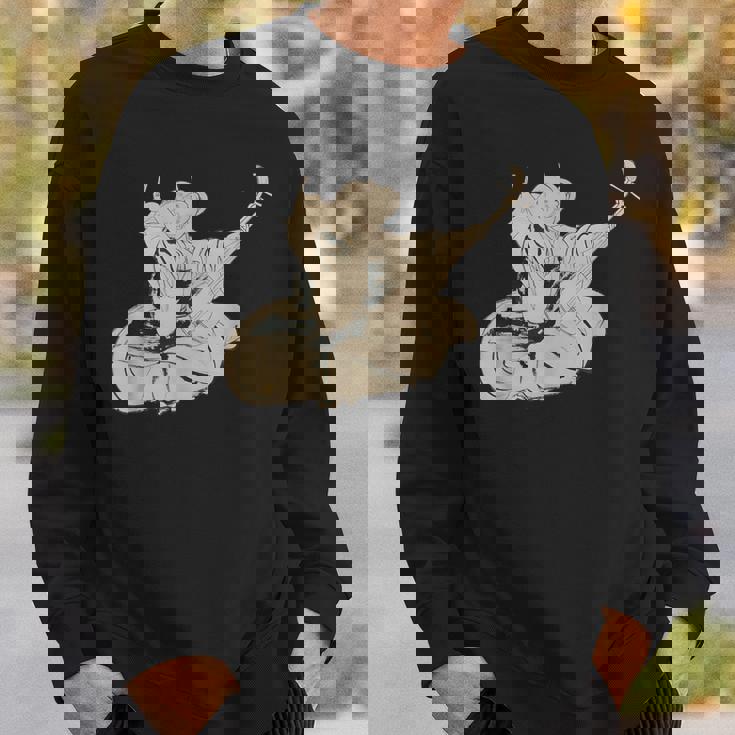 葛飾北斎作 三味線と座る女 スウェットシャツ 彼への贈り物