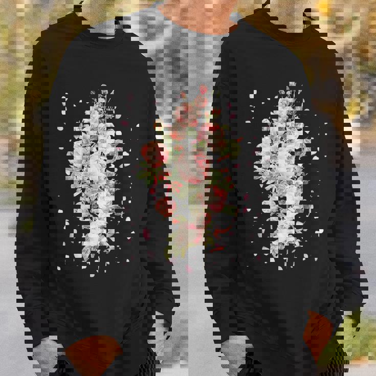 言葉、愛、幸福、平和のピンクのバラの花束 スウェットシャツ 彼への贈り物