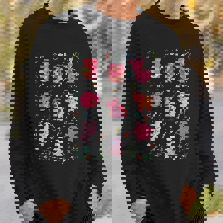 豚のかわいい刺しゅう 豚の恋人 スウェットシャツ 彼への贈り物