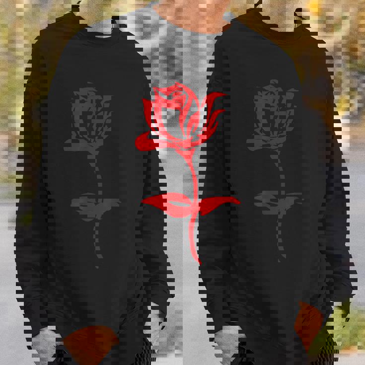 赤いバラ ミニマリスト お絵かき 花 薔薇 恋人 ガーデニング スウェットシャツ 彼への贈り物