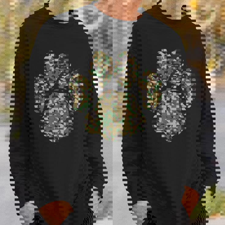 迷彩犬の足跡プリント アーミー犬 父親 スウェットシャツ 彼への贈り物