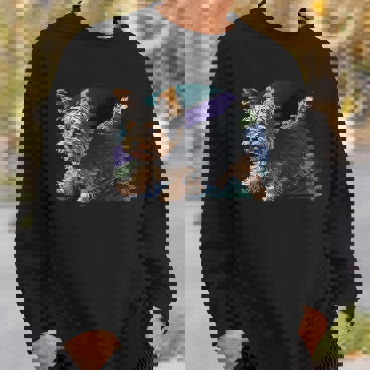 遊び心のあるヨークシャーテリア犬 ポップアート 誇り高きヨーキーオーナーズ スウェットシャツ 彼への贈り物