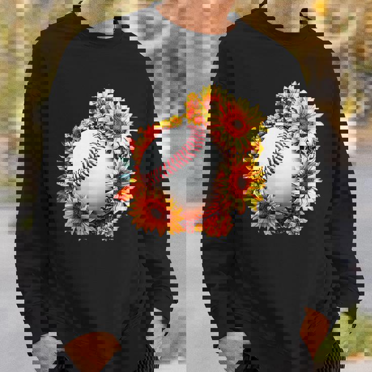 野球 面白いtシャツ ベースボール おもしろ ひまわり 花柄 服 ネタ メンズ 野球部 おもしろグッズ 子供 スウェットシャツ 彼への贈り物