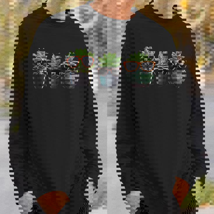 鉢植えのかわいい多肉植物 鉢植え 多肉植物 スウェットシャツ 彼への贈り物