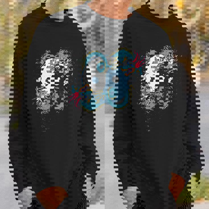 陰陽 太極竜デザイン 瞑想用 太極拳 スウェットシャツ 彼への贈り物