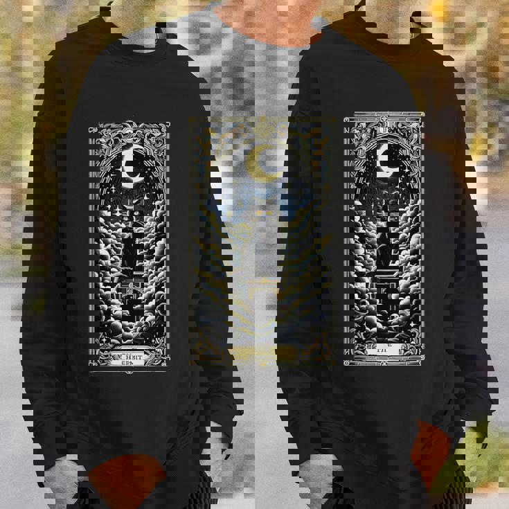 隠者タロットカード 箱に入った猫 神秘的なかわいい猫のタロットカード スウェットシャツ 彼への贈り物