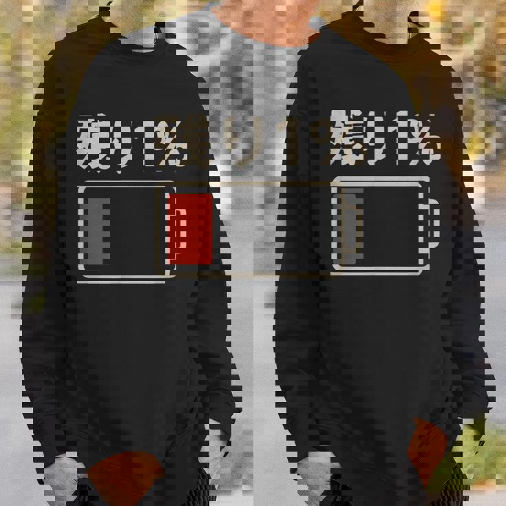 電池【残り1】バッテリー 電池切れ おもしろ 面白い ギャグ ネタ ウケ狙い 笑える ユーモア お笑い 個性的な スウェットシャツ 彼への贈り物