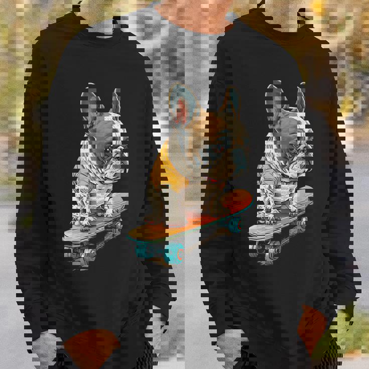 面白い フレンチブルドッグ スケートボード スケーター 犬 イングリッシュドッグ スウェットシャツ 彼への贈り物