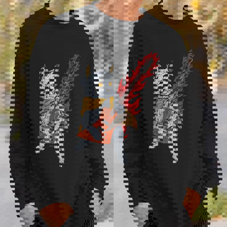 面白い ベースシスト 猫 ギフト ファイヤー 楽器 ベース ギター スウェットシャツ 彼への贈り物