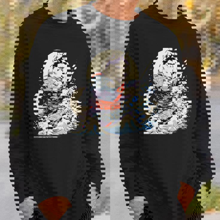 面白いtシャツ シベリアンハスキー 浮世絵 イヌ わんこ メンズ 犬好き グッズ おもしろ 面白い 服 ネタ スウェットシャツ 彼への贈り物