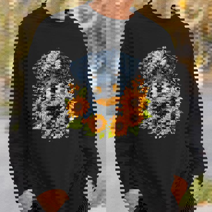 面白いtシャツ シュナウザー ひまわり イヌ メンズ 好き グッズ かわいい おもしろ 面白い 服 ネタ スウェットシャツ 彼への贈り物