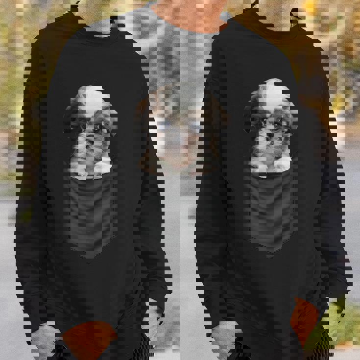 面白いtシャツ シーズー ポケット イヌ わんこ メンズ 犬好き グッズ おもしろ 面白い 服 ネタ スウェットシャツ 彼への贈り物