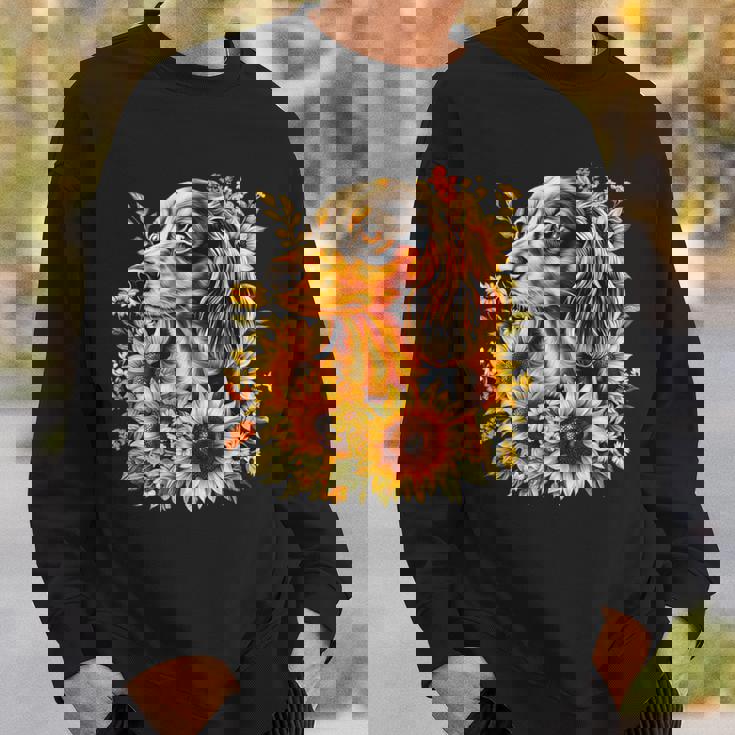 面白いtシャツ ダックスフンド ひまわり わんこ メンズ グッズ かわいい おもしろ 面白い 服 ネタ スウェットシャツ 彼への贈り物