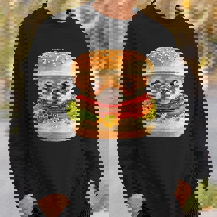 面白いtシャツ チワワ 犬 イヌ ハンバーガー メンズ 犬好き グッズ かわいい おもしろ 面白い 服 ネタ スウェットシャツ 彼への贈り物