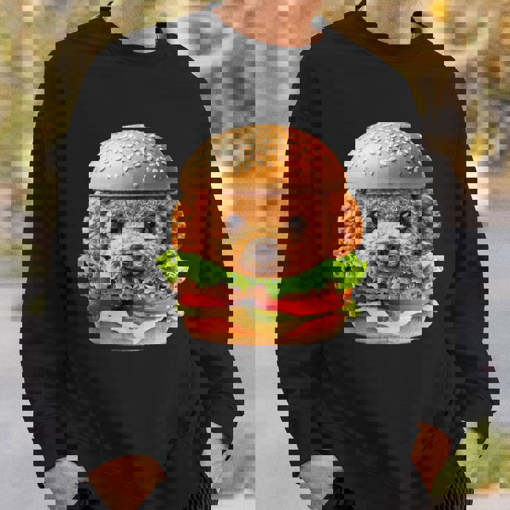 面白いtシャツ トイプードル 犬 ハンバーガー メンズ 犬好き グッズ かわいい おもしろ 面白い 服 ネタ スウェットシャツ 彼への贈り物