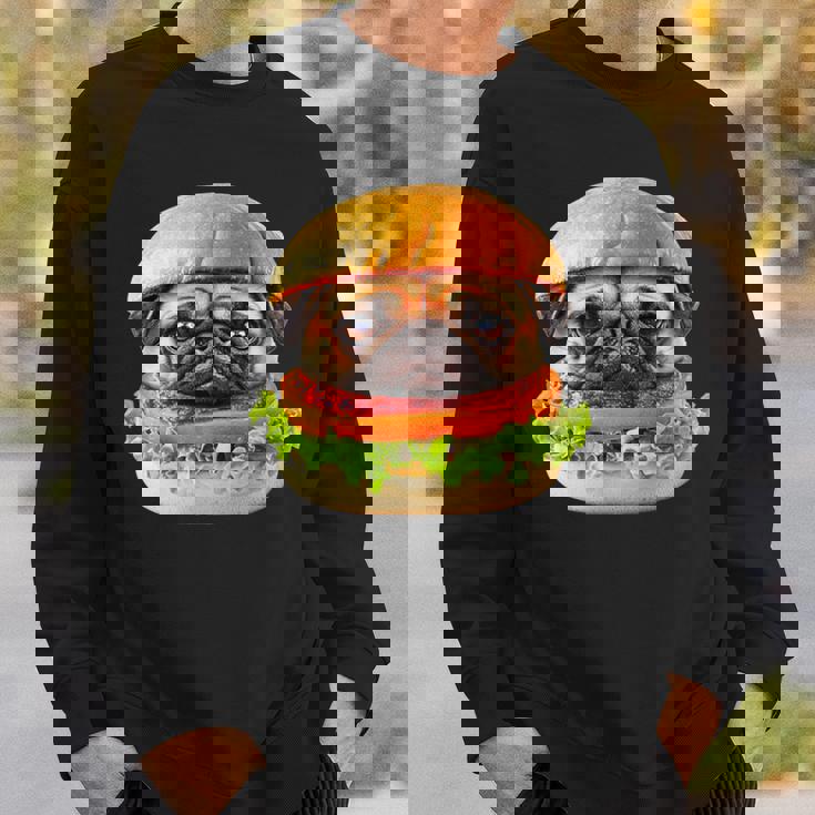 面白いtシャツ パグ 犬 ハンバーガー メンズ 犬好き グッズ かわいい おもしろ 面白い 服 ネタ スウェットシャツ 彼への贈り物