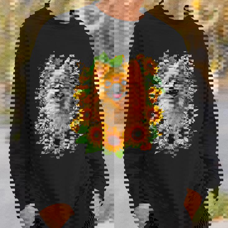 面白いtシャツ ポメラニアン ひまわり わんこ メンズ 犬好き グッズ かわいい おもしろ 面白い 服 ネタ スウェットシャツ 彼への贈り物