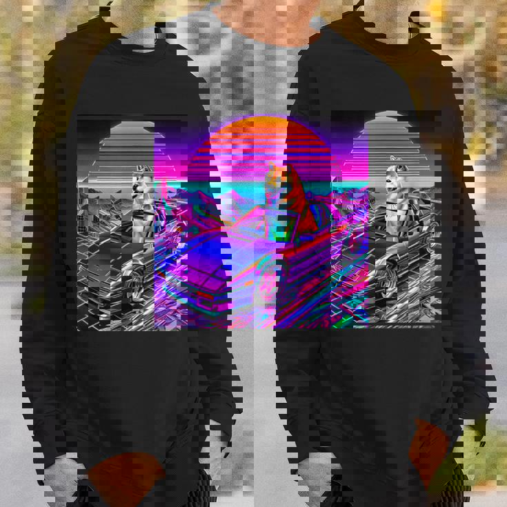 面白いtシャツ 柴犬 車 イヌ わんこ メンズ 犬好き グッズ かわいい おもしろ 面白い 服 ネタ スウェットシャツ 彼への贈り物