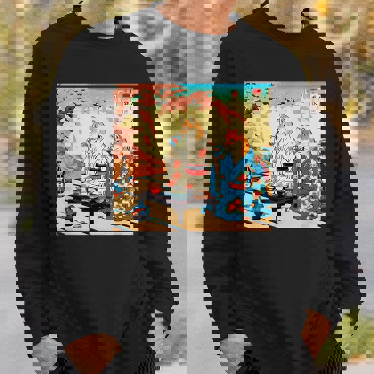 面白いtシャツ 柴犬 酒 イヌ わんこ メンズ 犬好き グッズ かわいい おもしろ 面白い 服 ネタ 浮世絵 スウェットシャツ 彼への贈り物