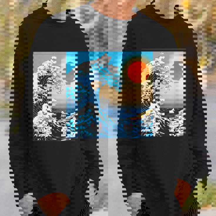 面白いtシャツ 猫 ネコ 浮世絵 海 メンズ 猫好き グッズ おもしろ 面白い 服 ネタ にゃんこ 猫の下僕 スウェットシャツ 彼への贈り物